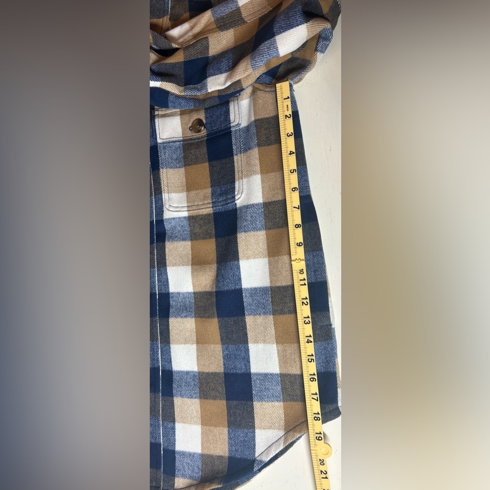 Old Navy Blue Tan White Plaid Utility Shacket Jacket Gorpcore Cabincore Size M - Picture 11 of 12